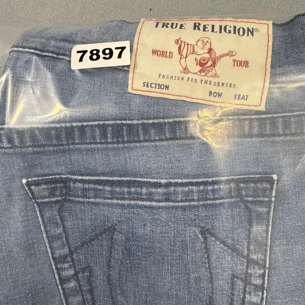 True Religion Jeans Men's 34/25 Ricky RELAXED Straight Light Wash WHISKERING